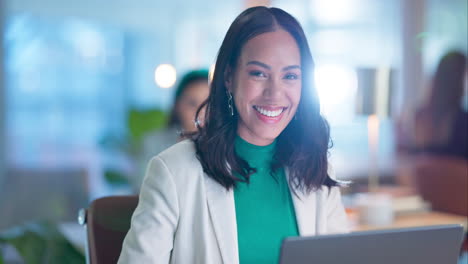 Face, consultant and woman with a laptop