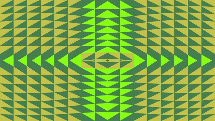 Seamless Loop of Shifting Green and Gold Geometric Triangles