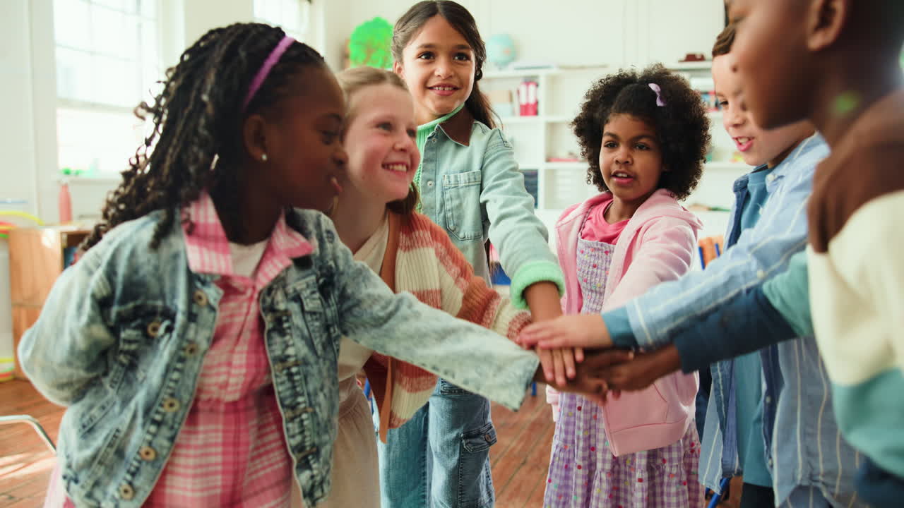 Happy Children Celebrating in Classroom