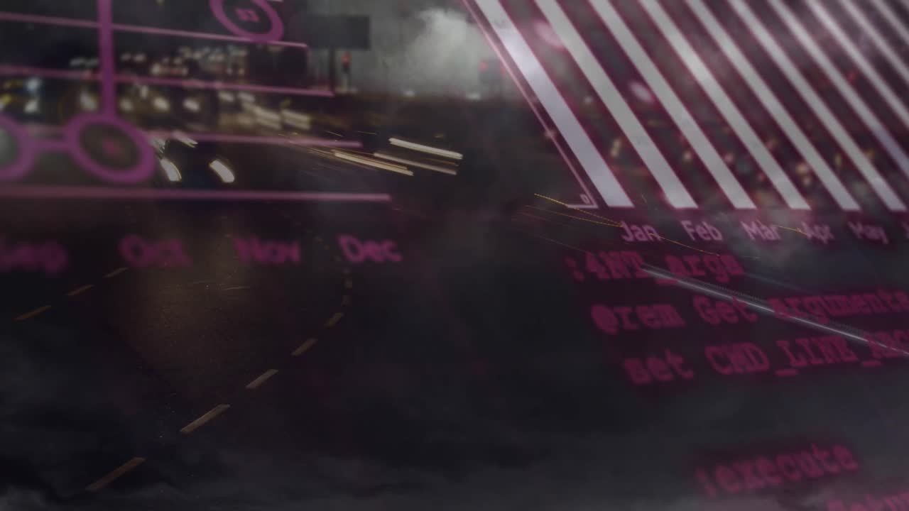 숫자의 애니메이션, 데이터 처리 및 교통 통계의 빠른 움직임