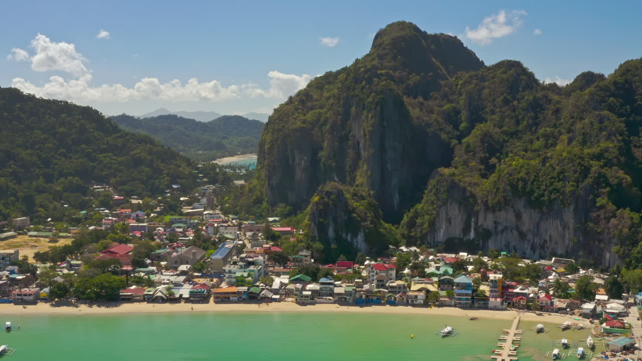 Aerial View of El Nido Town and Bay in Palawan, Philippines