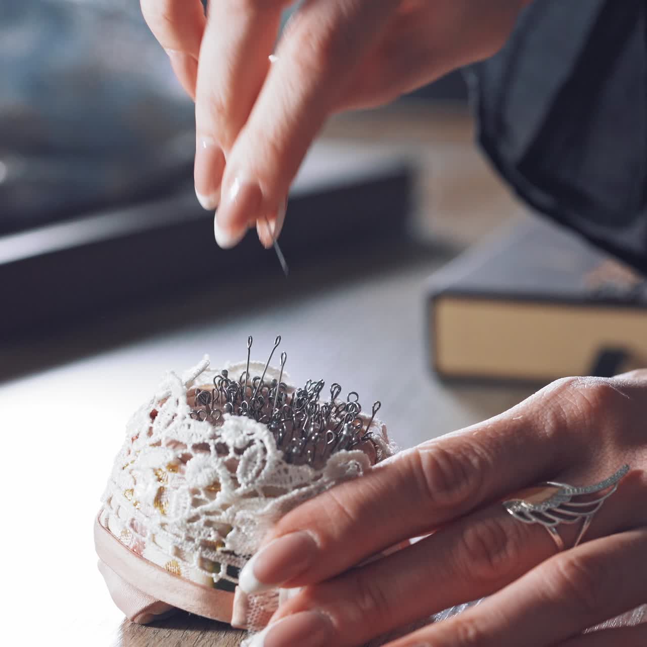 Pins for sewing in special stand