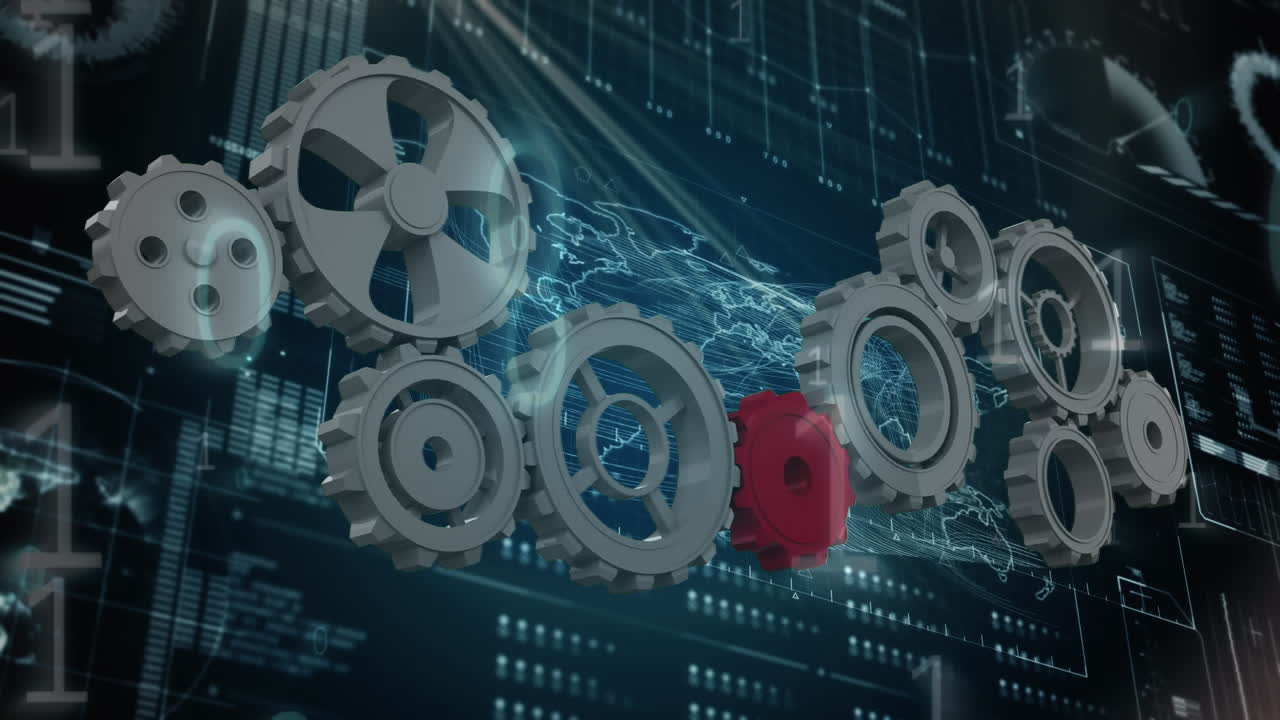 은색 기어와 빨간색 기어