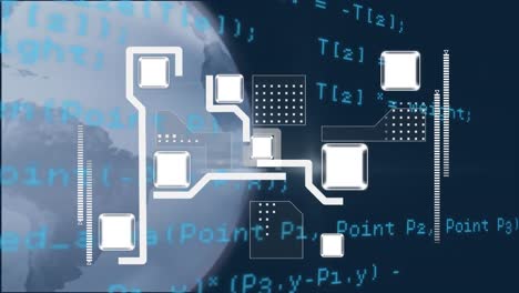 Animación-Del-Procesamiento-De-Datos-Digitales-A-Través-De-La-Red-De-Conexiones-Y-El-Globo.