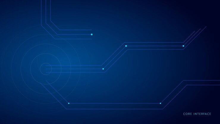 Interfaccia digitale astratta con cerchi concentrici in espansione e linee di dati