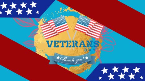 animation of veterans day text over blue background