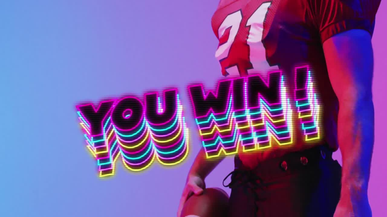 아메리칸  ⁇ 볼 선수를 상대로 텍스트를 이기는 애니메이션