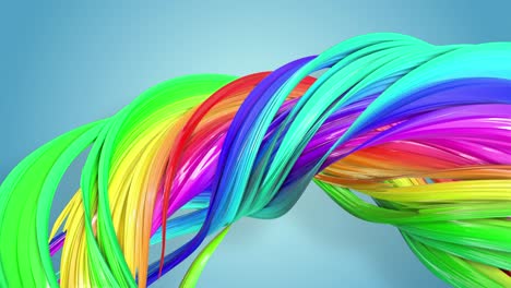 fantásticas y hermosas cintas de color arco iris retorcidas y dobladas, colorido fondo creativo con animación suave y suave de líneas y gradientes de color en 4k.