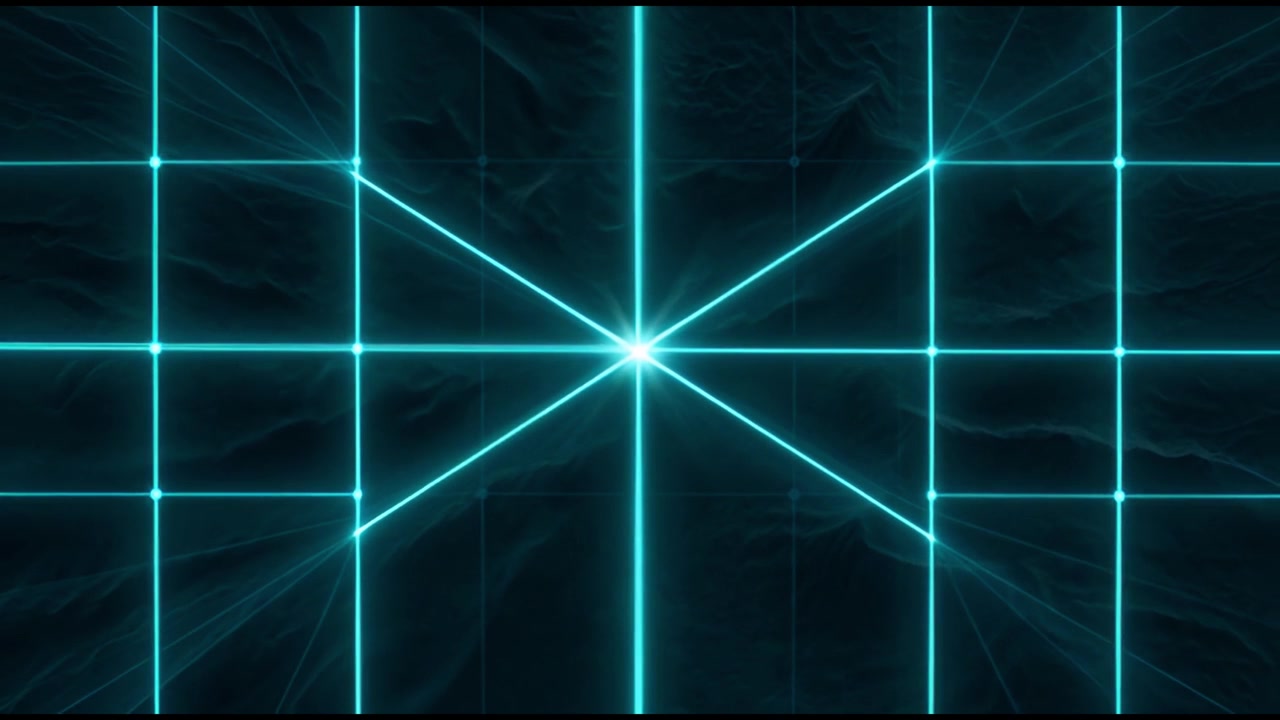 Abstract Glowing Cyan Geometric Grid Over Dark Textured Background