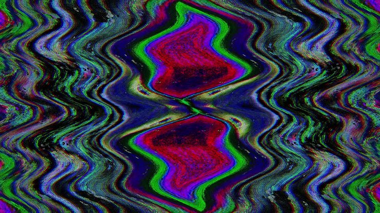 Transforming neon vaporwave trendy glittering background. Old tape concept
