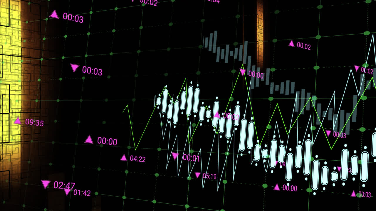 animación del procesamiento de datos a través de la red de red contra un fondo negro