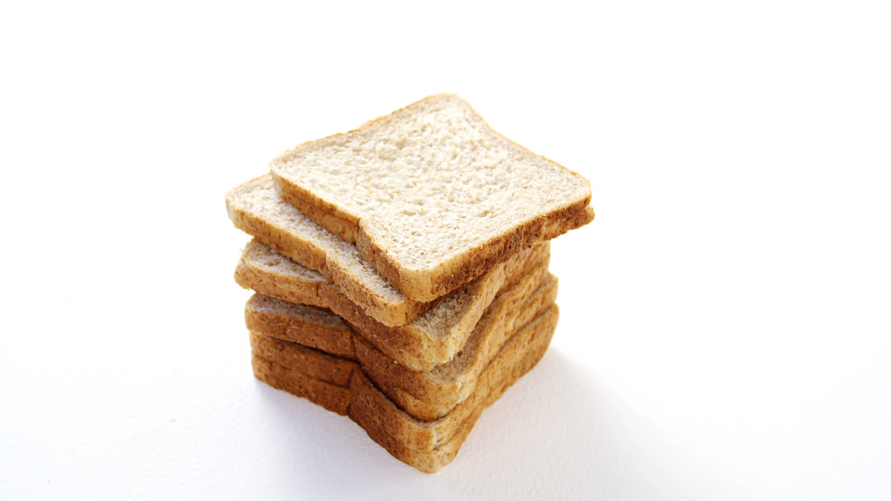 Sliced bread on white background