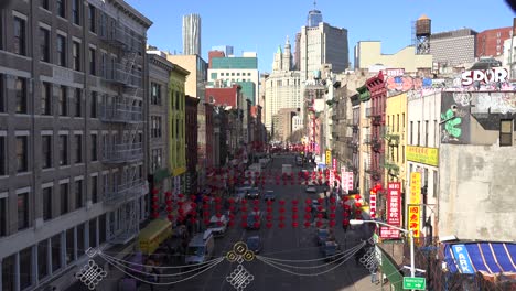 Establecimiento-De-Tiro-De-ángulo-Alto-Del-Distrito-De-Chinatown-De-La-Ciudad-De-Nueva-York