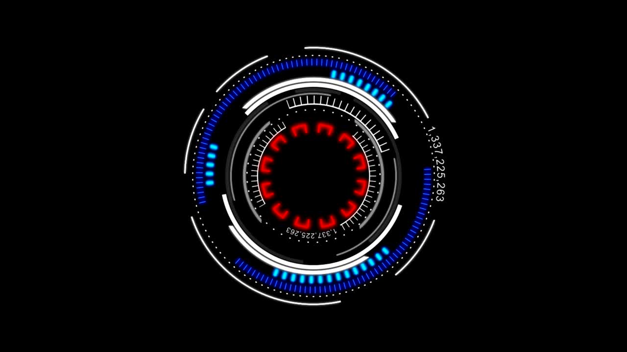 4k 애니메이션 서클 회전 hud 헤드 업 사이버 미래 기술 컨셉을 위한 디스플레이 인터페이스