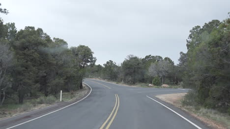 driving through a long, curved road. slow motion