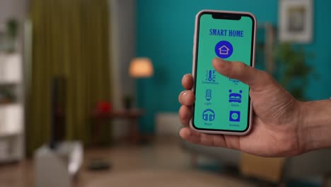Smart Home App Interface in a Living Room
