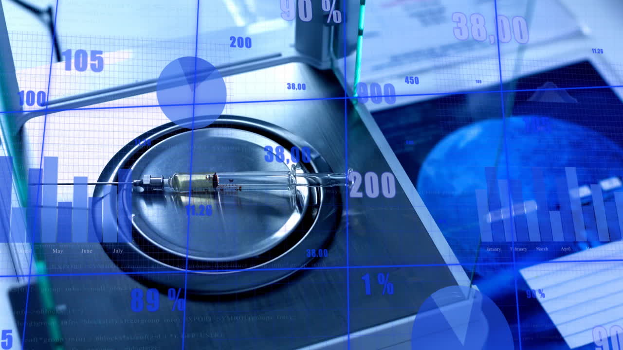 주사기 위의 데이터 처리의 애니메이션