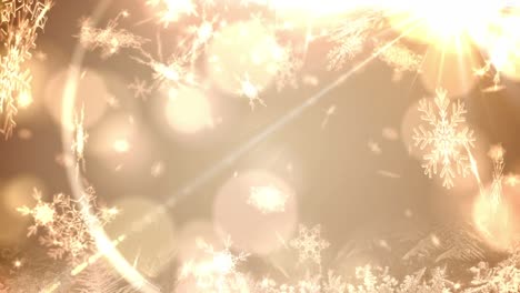 Animation-of-snow-falling-at-christmas-over-light-spots