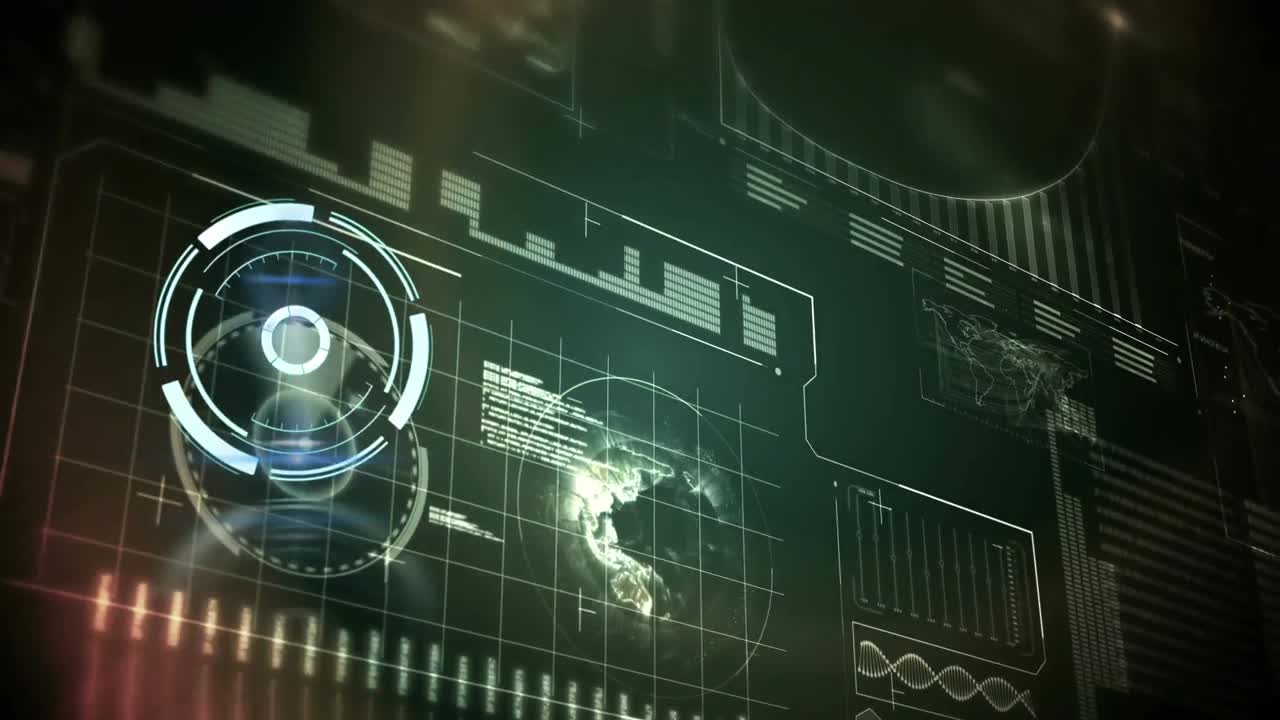 animación del escaneo del alcance y el procesamiento de datos sobre fondo negro