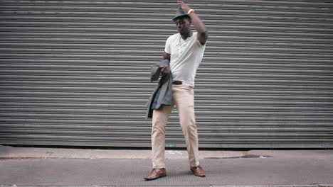 dance loop african american man dancing in street having fun celebrating with funny dance 4k