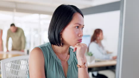 Thinking,-computer-or-business-woman-in-Singapore