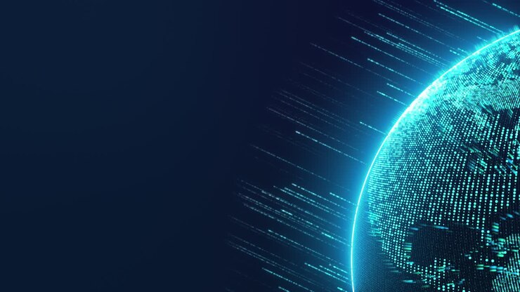 Digital Earth globe rotating in cyberspace