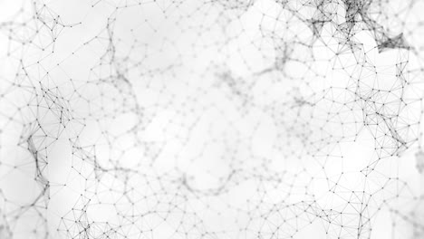 animación abstracta de plexos, triángulos y puntos oscuros borrosos que flotan sobre un fondo blanco. macro plex 4k loop de fondo de movimiento abstracto