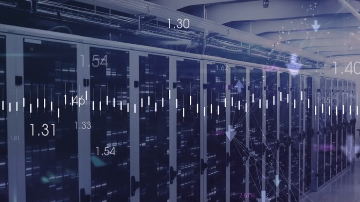 Animated business concept video of processing data and financial information