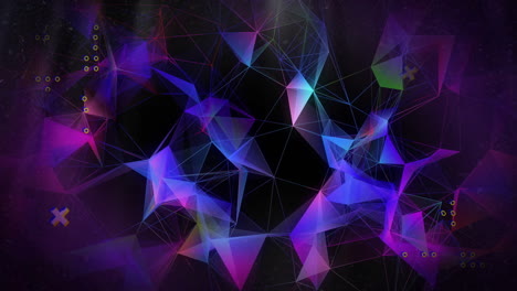 abstract geometric shapes and lines animation with vibrant colors on dark background