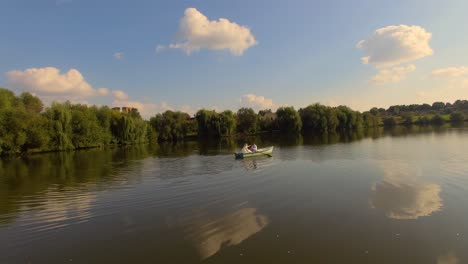 aerial view of bride and groom on the boat 01