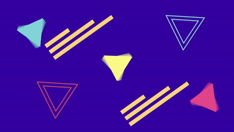 colors lines and geometric figures in blue background animation