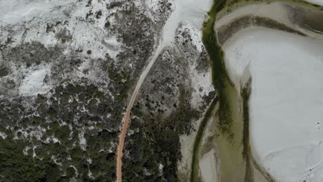 River-and-sandy-path-flowing-into-Bremer-beach-in-Australia