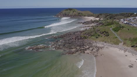 scenic landscape at cabarita beach in northeastern new south wales, australia - aerial drone shot