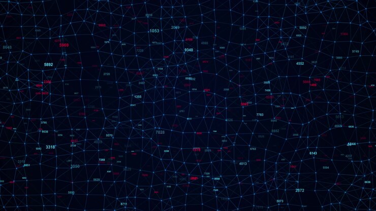 Digital Network Grid with Floating Data Numbers