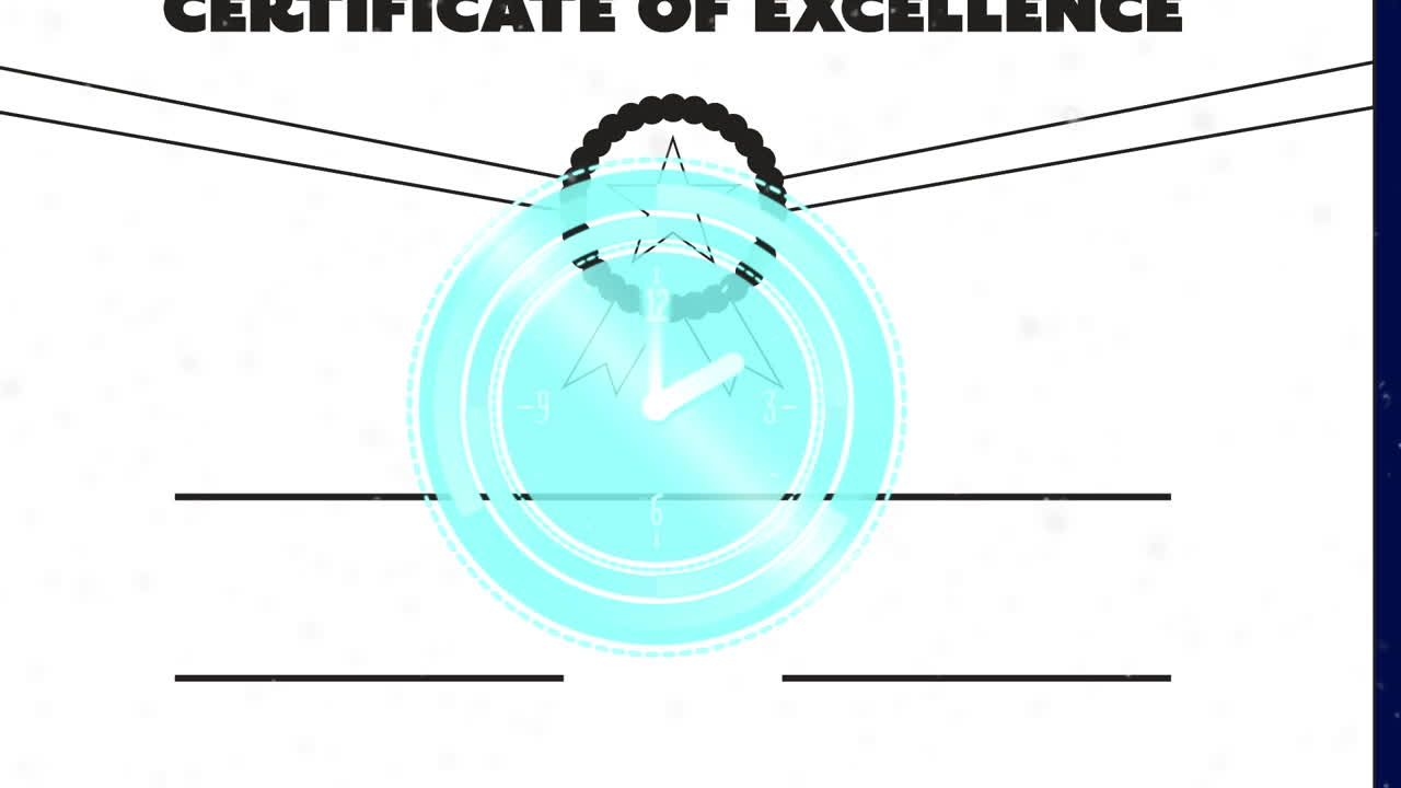 눈이 떨어지고  ⁇  바탕에 있는 텍스트 위에 움직이는 시계의 애니메이션