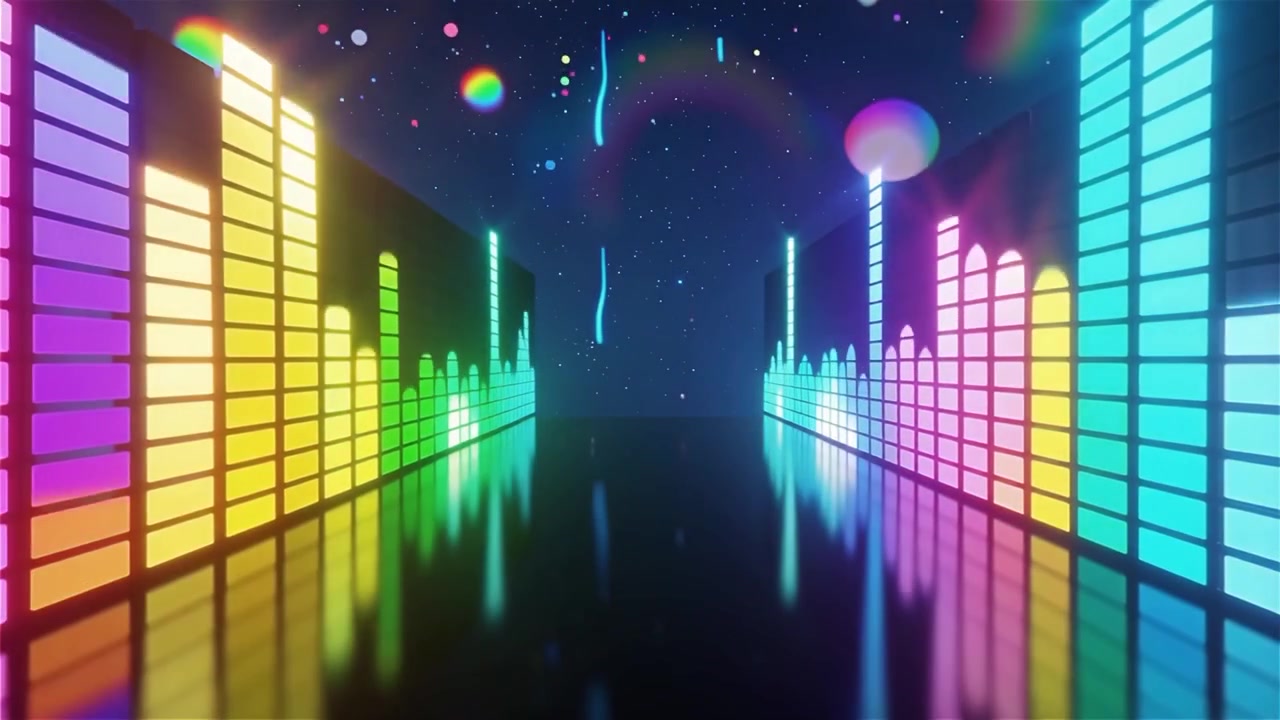 Futuristic Rainbow Neon Music Equalizer Visualizer Background