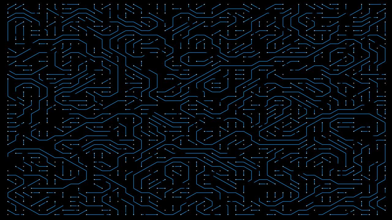 추상적인 전자 보드에 선의 애니메이션