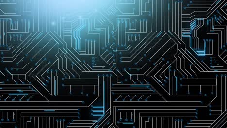 Computer-circuit-board-on-dark-blue-background