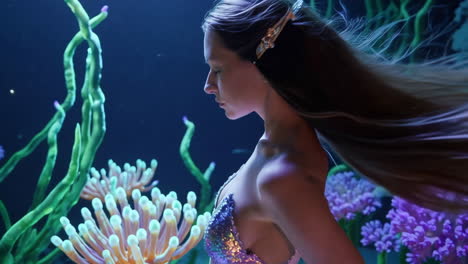 mermaid in an underwater aquarium