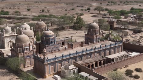 Aerial-view-of-beautiful-white-marble-Abbasi-Mughal-style-mosque-outside-Derawar-fort