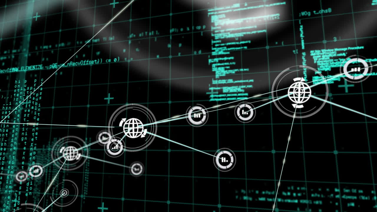 anschlüsse bewegen sich und digitale daten auf schwarzem hintergrund