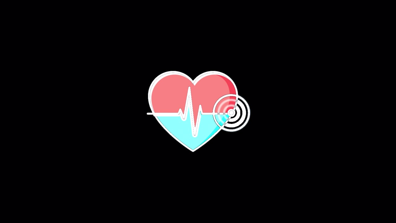 Animeret hjerteikon med EKG-puls og pulserende ringe