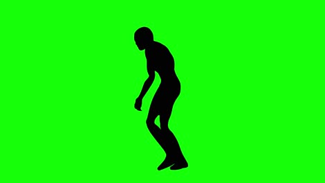 Silhouette-of-a-mummy-or-zombie-walking-damaged-on-green-screen,-side-view