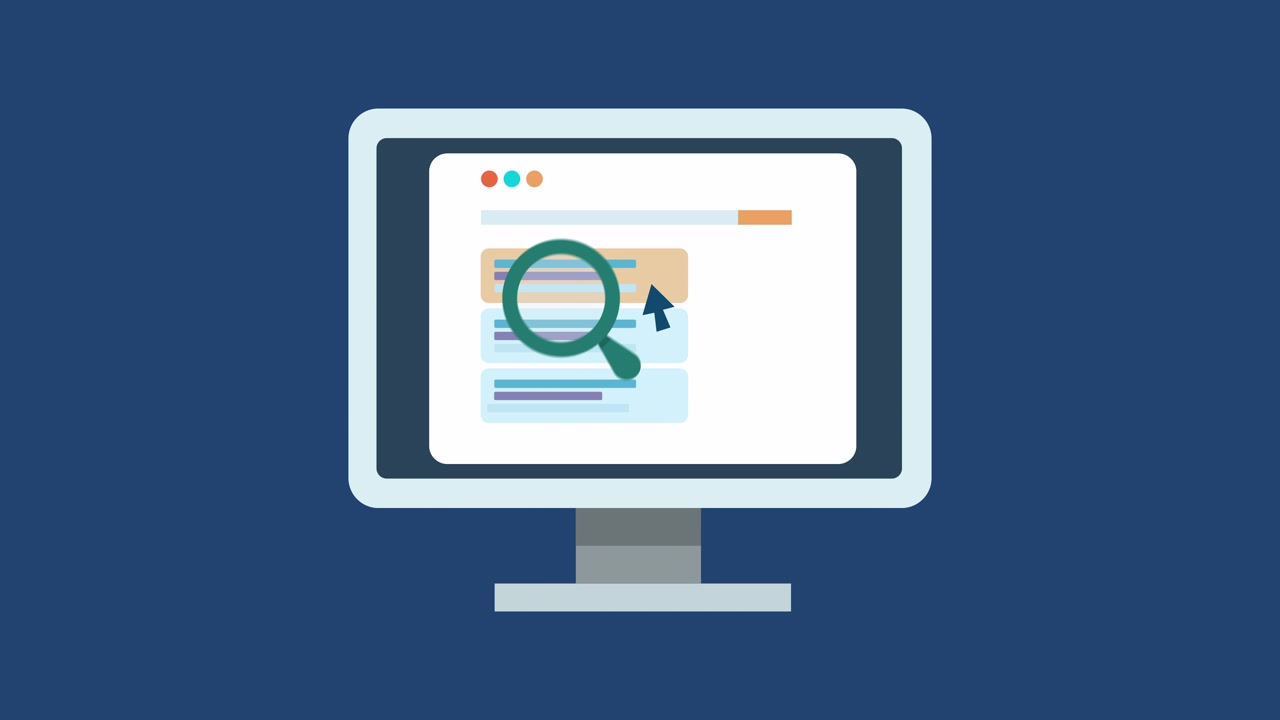 Animated Computer Monitor Displaying Web Search Interface