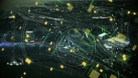 animation of data processing over scope and connections