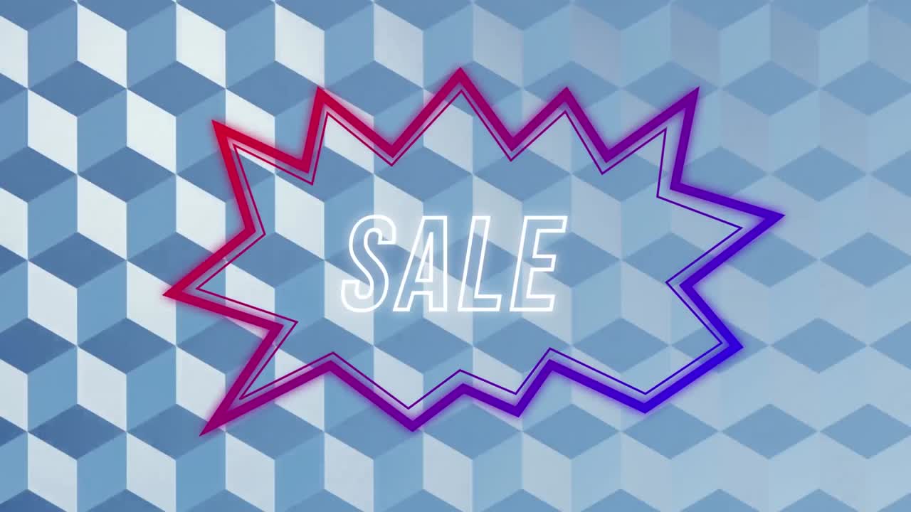 레트로 스피치 버블에서 판매 텍스트의 애니메이션