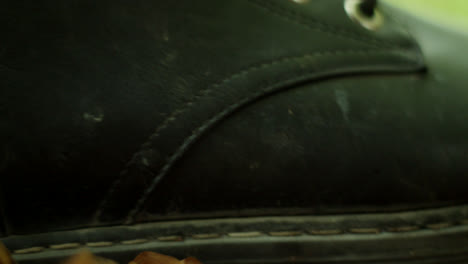 close-up of dirty black boots