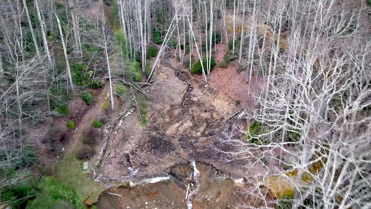 dam break earthen dam from hurricane helene near boone nc, north carolina