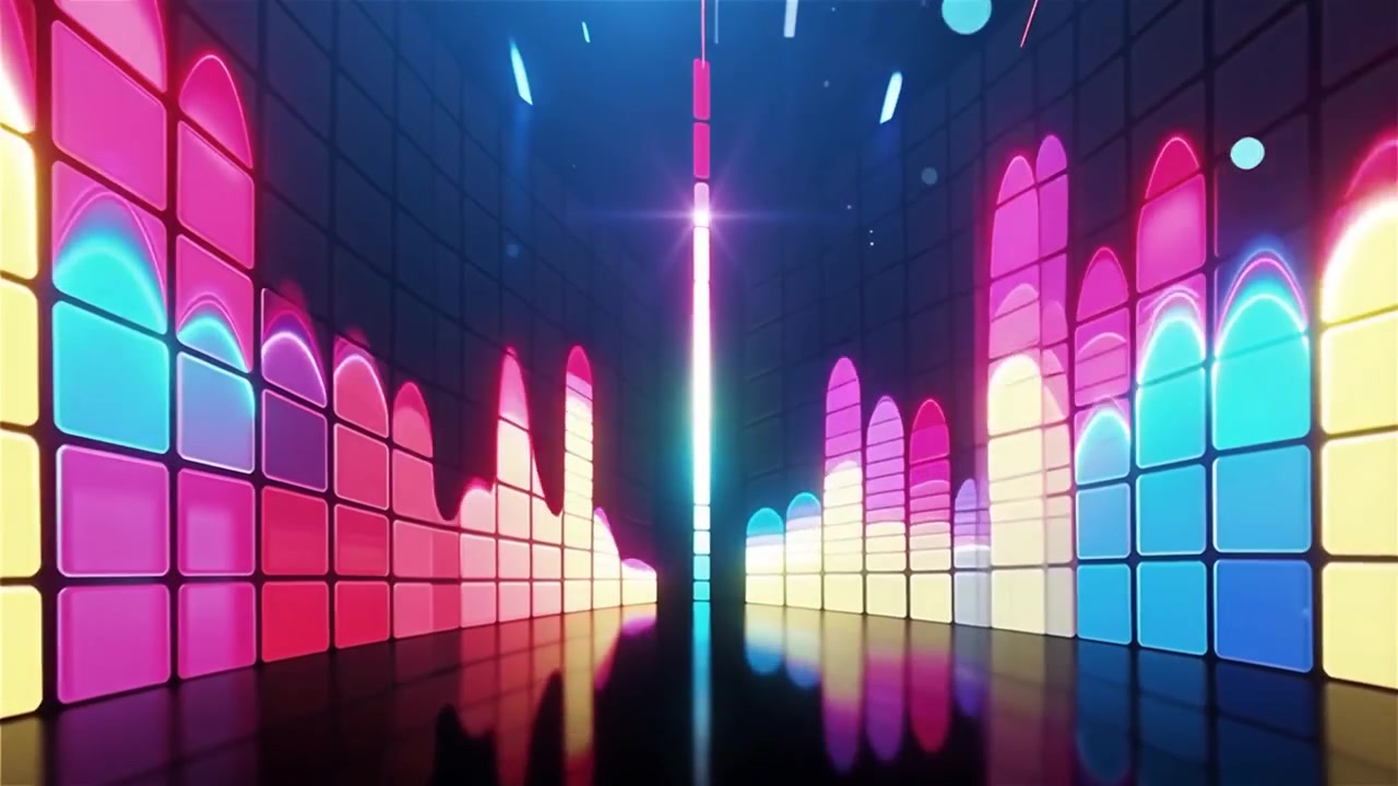 Futuristic Rainbow Neon Music Equalizer Visualizer Background