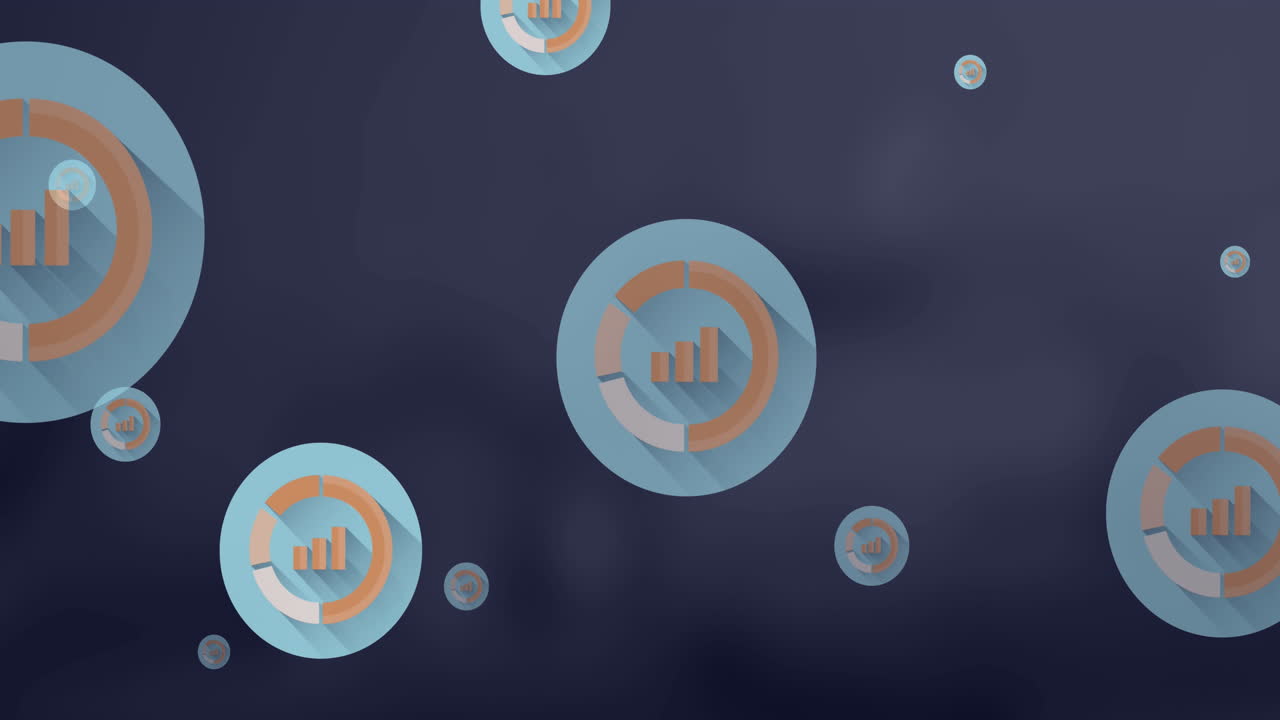 Animation of multiple bar graph icons floating against grey background